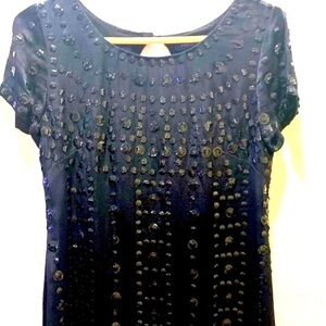 FRENCH CONNECTION Gorgeous Embellished BLACK short sleeve Top! Like new! Sz 4